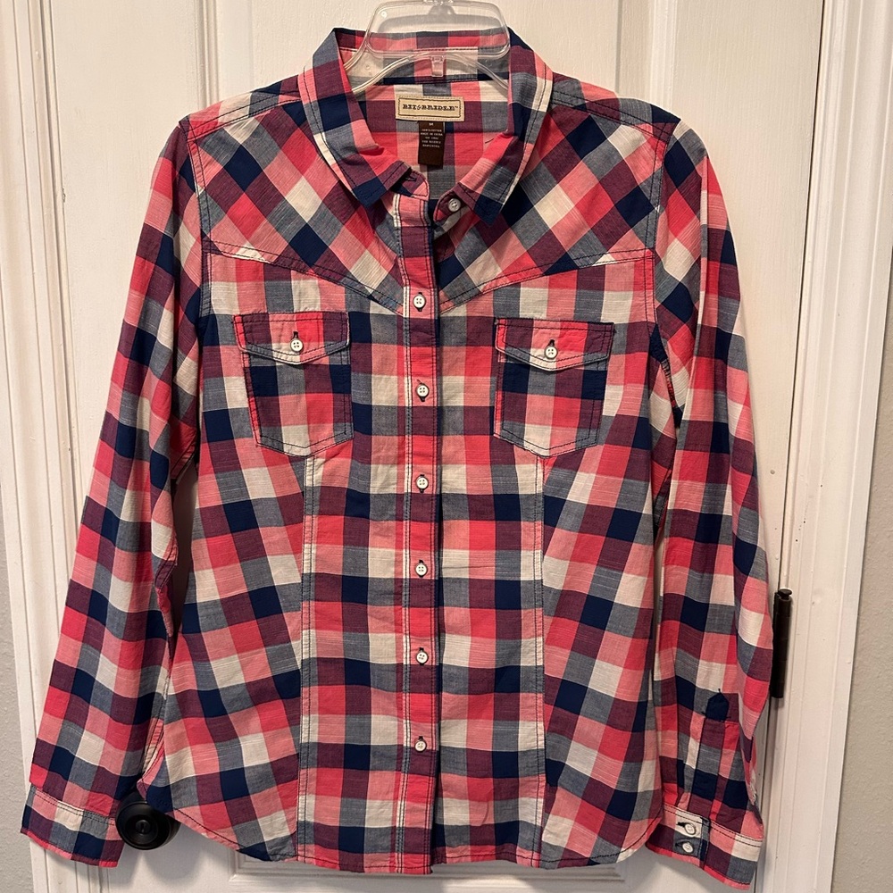Bit & Bridle Pink and Blue Plaid Shirt